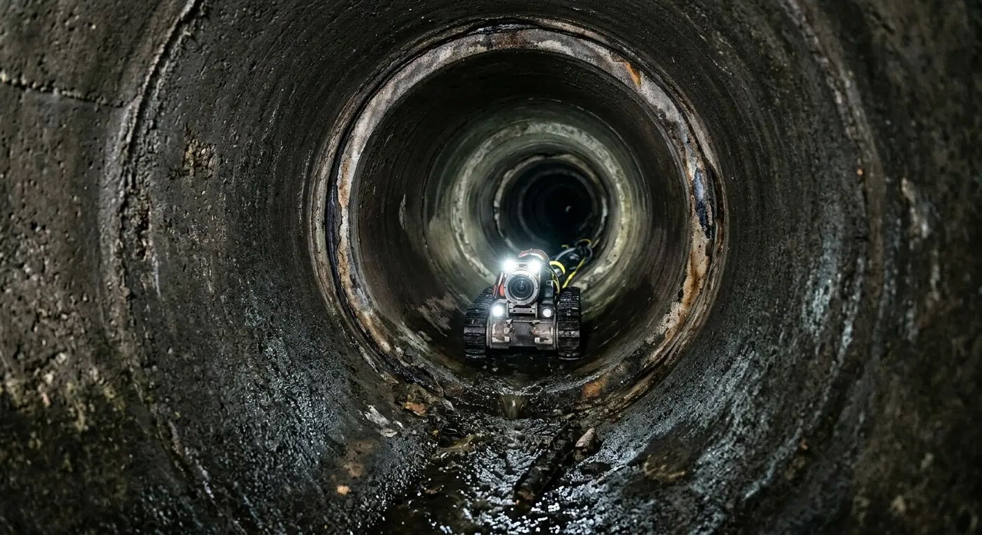 Robotic sewer camera inspecting pipe interior for Drain Snake Service in Green Bay